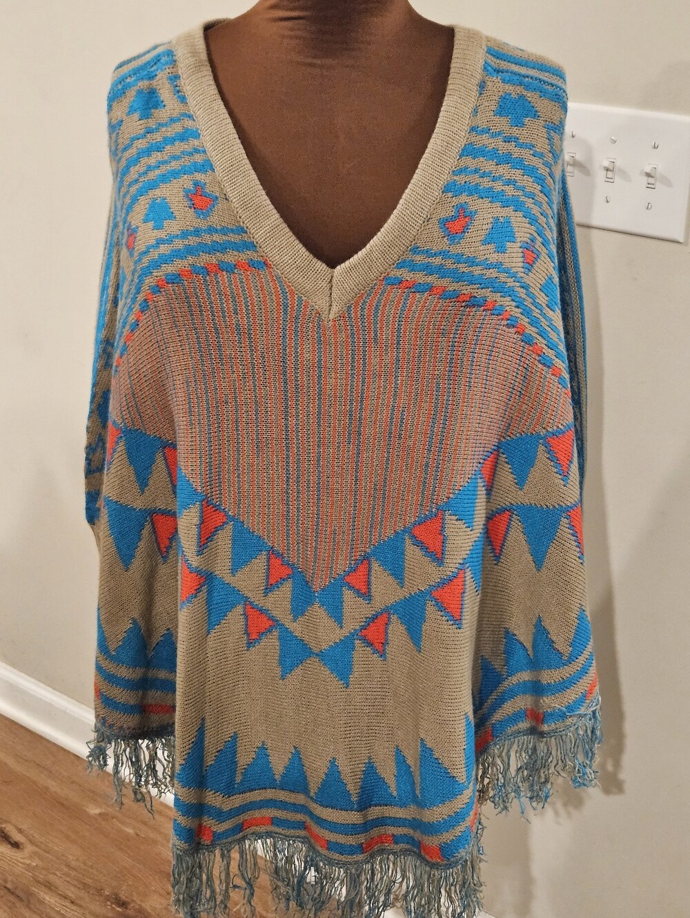 (2) Rue21 V-Neck Fringe Sweater Ponchos  NWT